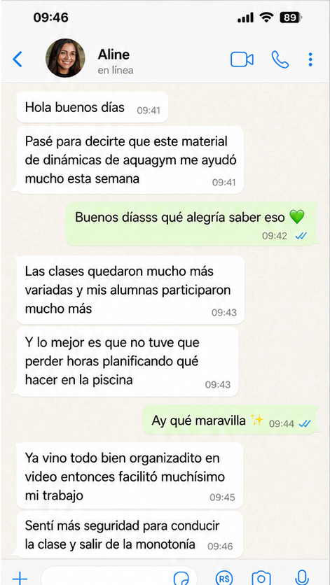 Testimonio de Aline en WhatsApp