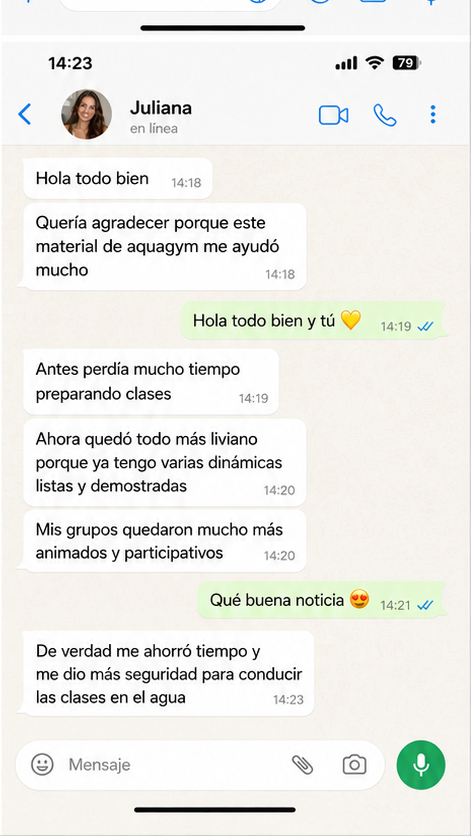 Testimonio de Juliana en WhatsApp