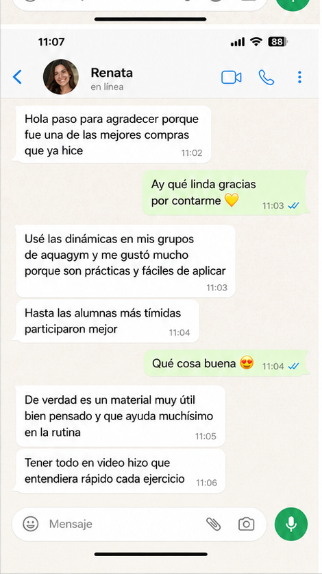 Testimonio de Renata en WhatsApp